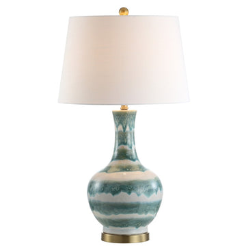 Tucker 30.5" Striped Ceramic/Metal LED Table Lamp - JONATHAN Y